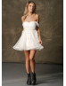 Off Shoulder Ivory Tulle Pleated Party Dress